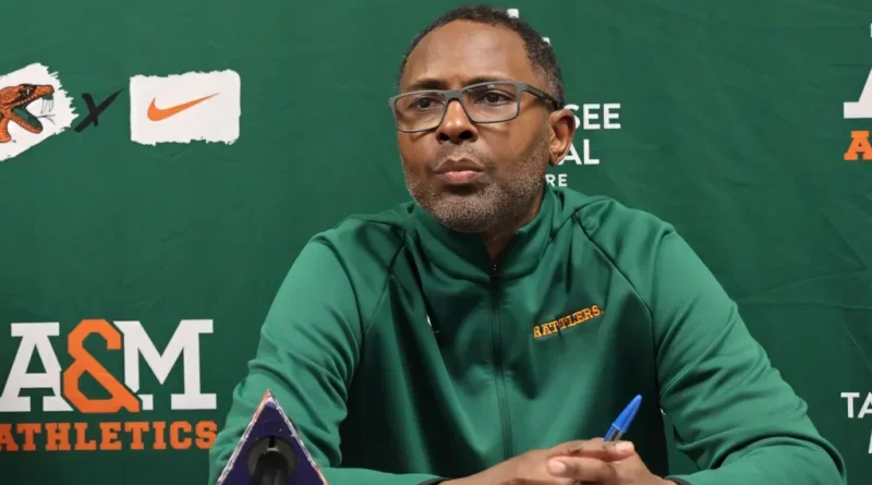 Charlie Ward speaking at a White House roundtable; Florida A&M basketball players celebrating a win; President Trump with sports leaders in the Oval Office