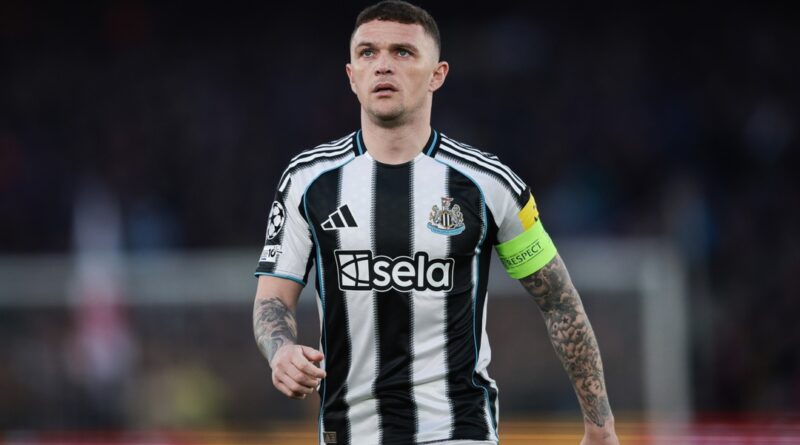 Kieran Trippier in a Newcastle United home kit; MediaXTrand; Kieran Trippier; The Newcastle United crest at St. James' Park; Trippier celebrating a goal.
