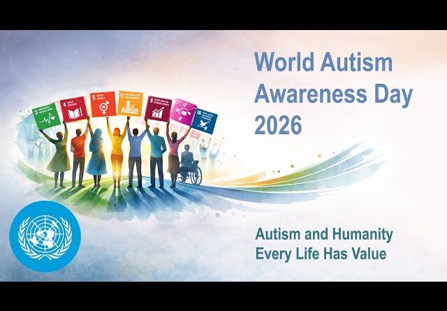 A neurodiversity infinity symbol in multicolours; World Autism Awareness; MediaXTrand ; A teacher working with an autistic student in an inclusive classroom; The WHO headquarters in Geneva